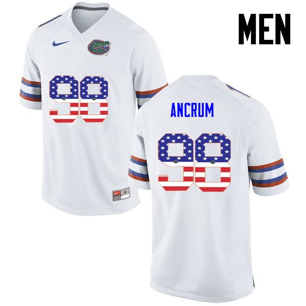 NCAA Florida Gators Luke Ancrum Men's #98 USA Flag Fashion Nike White Stitched Authentic College Football Jersey KCW7264WA